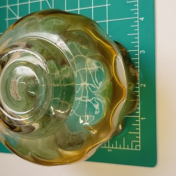 VINTAGE Yellow scalloped thumbprint candy Nut Bowl - Picture 6 of 8